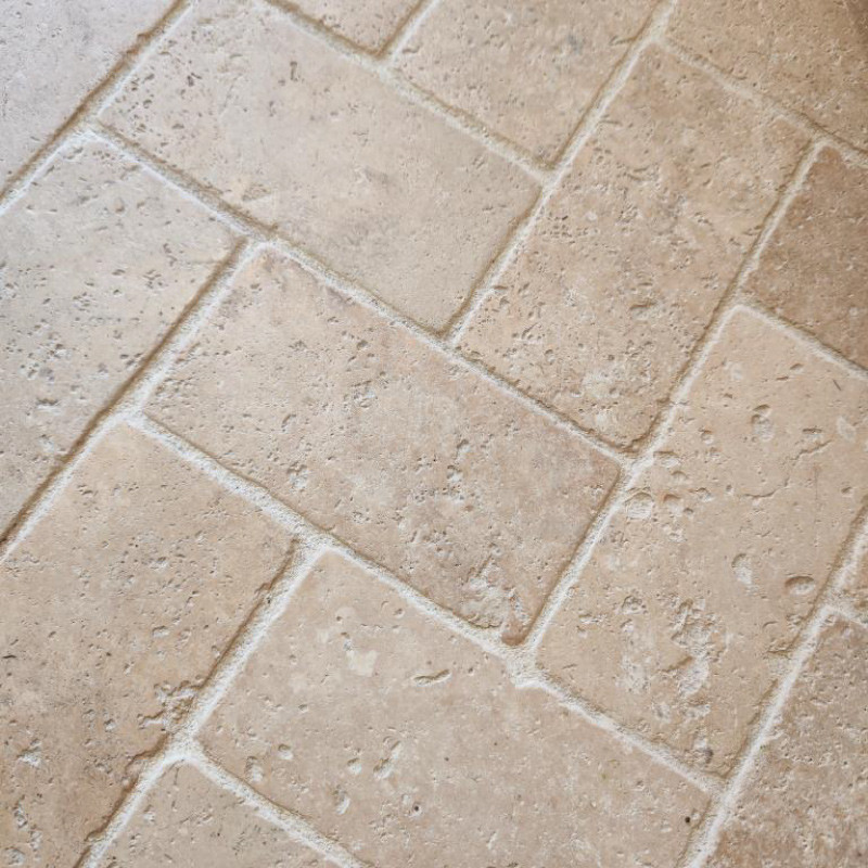 Faïence Travertin Premier choix Light mix Beige - 7,5 x 15 cm - Épaisseur 10mm - Vieillie -