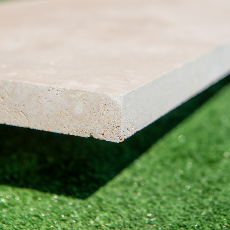 Margelle Travertin Light Mix - Beige - Bord droit - 120 x 30,5 x 3cm - Vieillie -