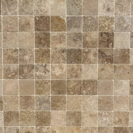 Dallage Travertin Beige 1er choix Mix - 10 x 10 cm - Épaisseur 3cm - Vieillie -