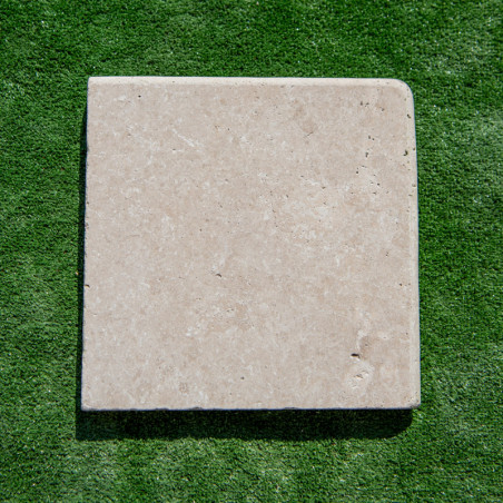 Angle Sortant Travertin premier choix Mix - Beige - Bord arrondi - 33 x 33 x 3 cm - Vieillie -