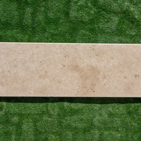 Margelle Travertin premier choix Mix- Beige - Bord arrondi - 100 x 33 x 3 cm - Vieillie -