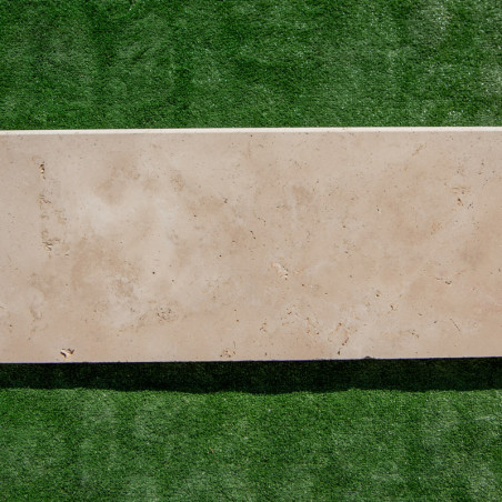 Margelle Travertin premier choix Mix- Beige - Bord arrondi - 100 x 33 x 3 cm - Vieillie -