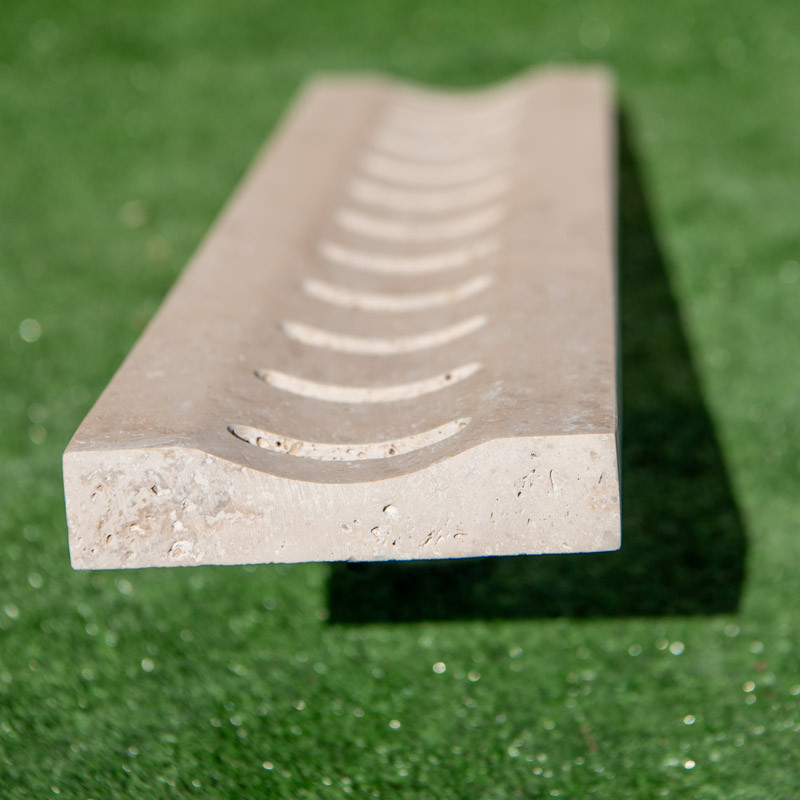 Caniveau Travertin premier choix Light Mix Beige - 61 x13,5 x 3 cm - Vieillie -