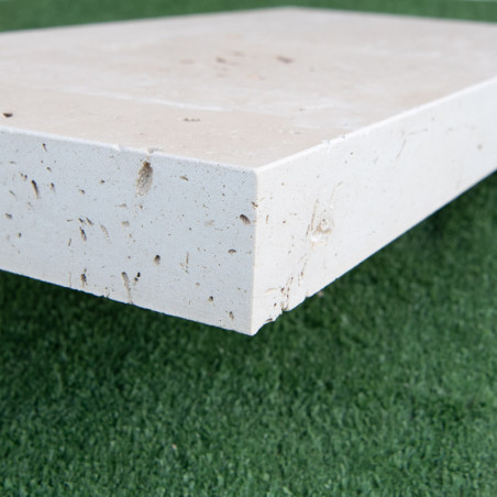 Margelle Travertin Premier choix Light Mix -Beige - Bord droit - 61 x 40,6 x 7,5 cm - Vieillie -