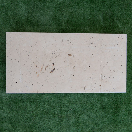 Margelle Travertin Premier choix Light Mix -Beige - Bord droit - 61 x 40,6 x 7 cm - Vieillie -