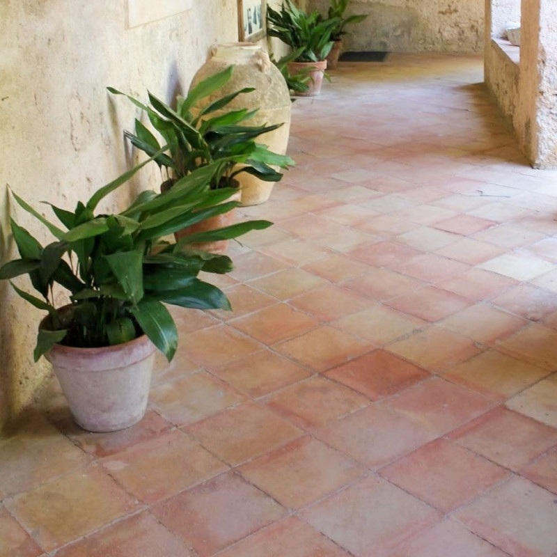 Tomette en terre cuite de réédition - 25x25cm - 20mm - Carré - Moulée main -