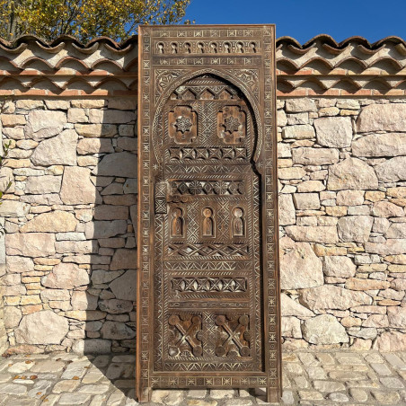 Porte marocaine - Wafra - bois massif de cèdre -