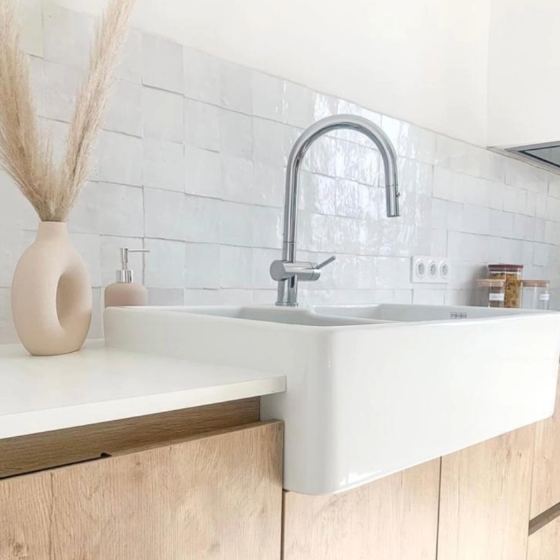 Carrelage - Véritable Zellige de Fès - Blanc Neige -