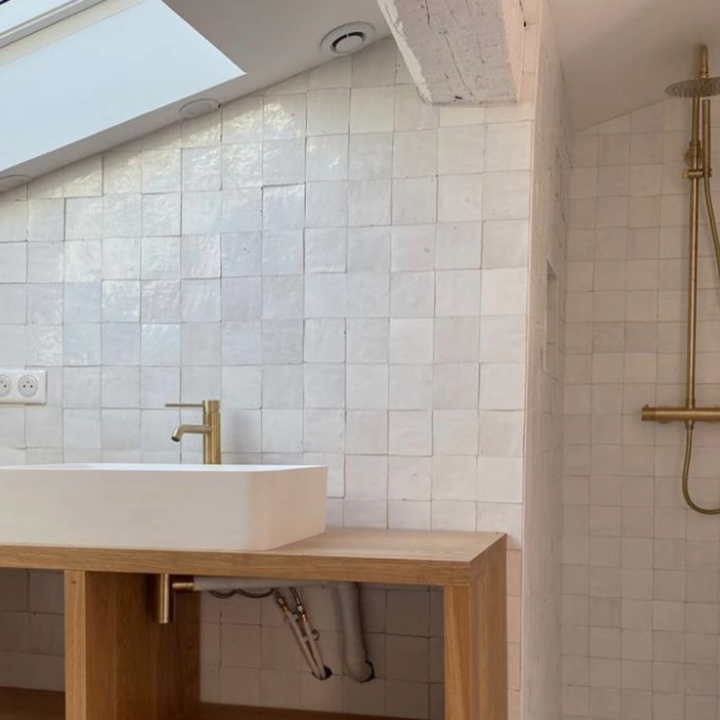 Carrelage - Véritable Zellige de Fès - Blanc Neige -