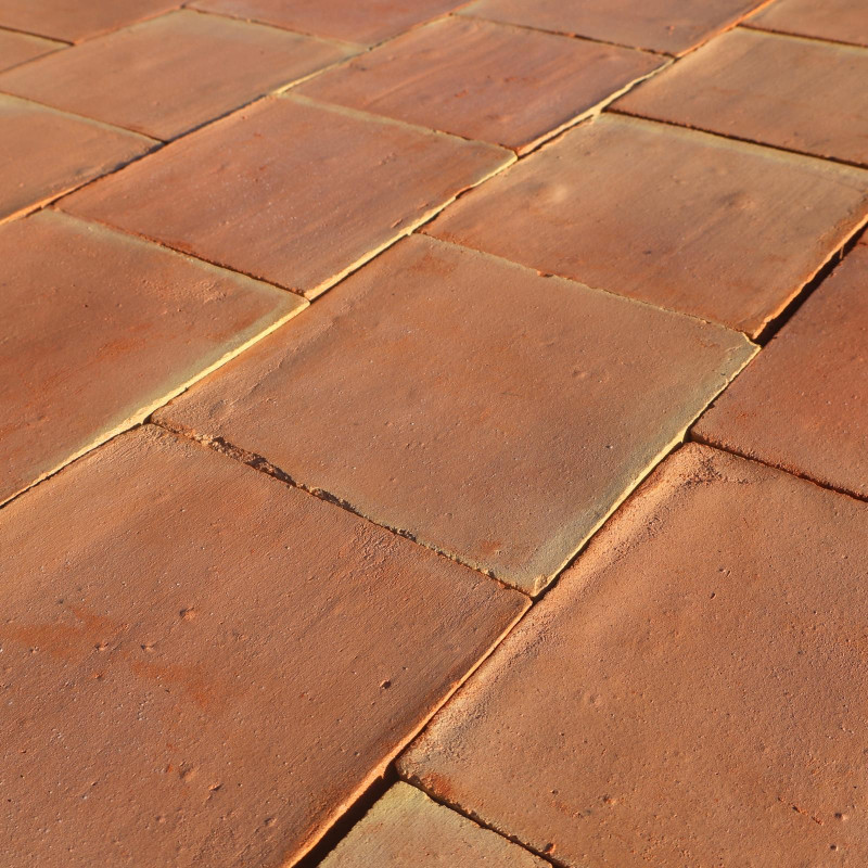 Tomette en terre cuite de réédition - 16x16cm - 18mm - Carré - Moulée main -