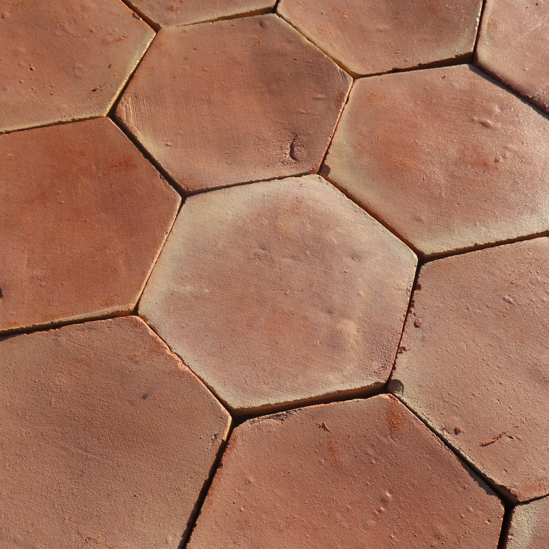 Tomette en terre cuite de réédition - 16cm - 15mm - Hexagonale - Moulée main -