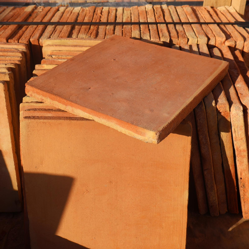 Tomette en terre cuite de réédition - 25x25cm - 20mm - Carré - Moulée main -