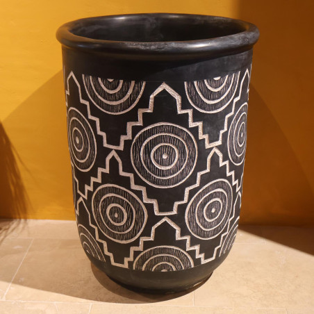 Vase en tadelakt Ethnique - Hauteur 85 cm - ø 60 cm - noir -