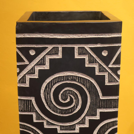 Vase en tadelakt Totem - Hauteur 80 cm - 30x30 cm - noir -