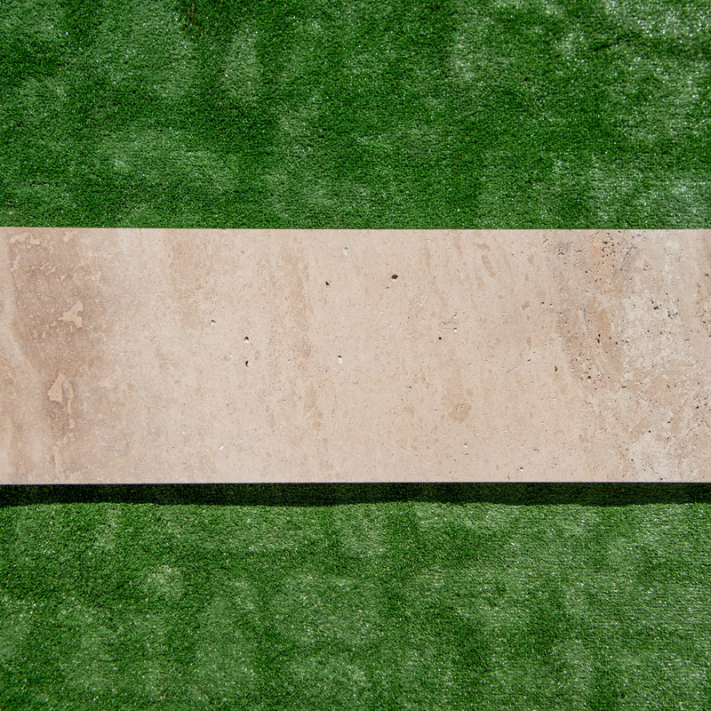 Margelle Travertin Light Mix - Beige - Bord droit - 120 x 30,5 x 3cm - Vieillie -