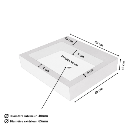 Vasque Travertin Silver - 50 x 45 cm - Hauteur 10cm - Lisse -