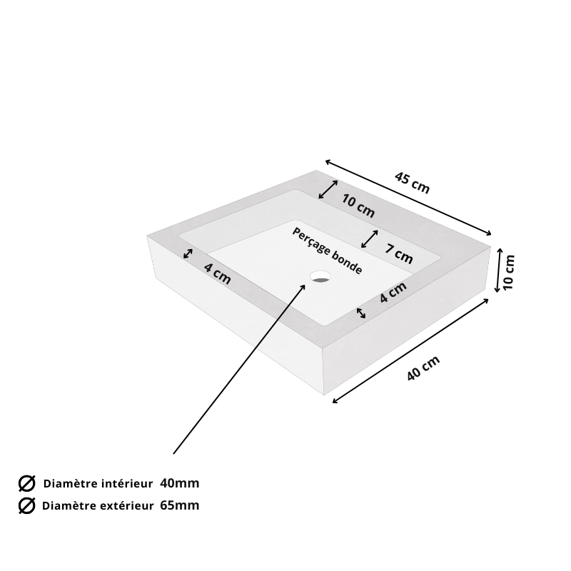 Vasque à poser Travertin Silver - 40x45x10cm - Bord droit - Lisse -