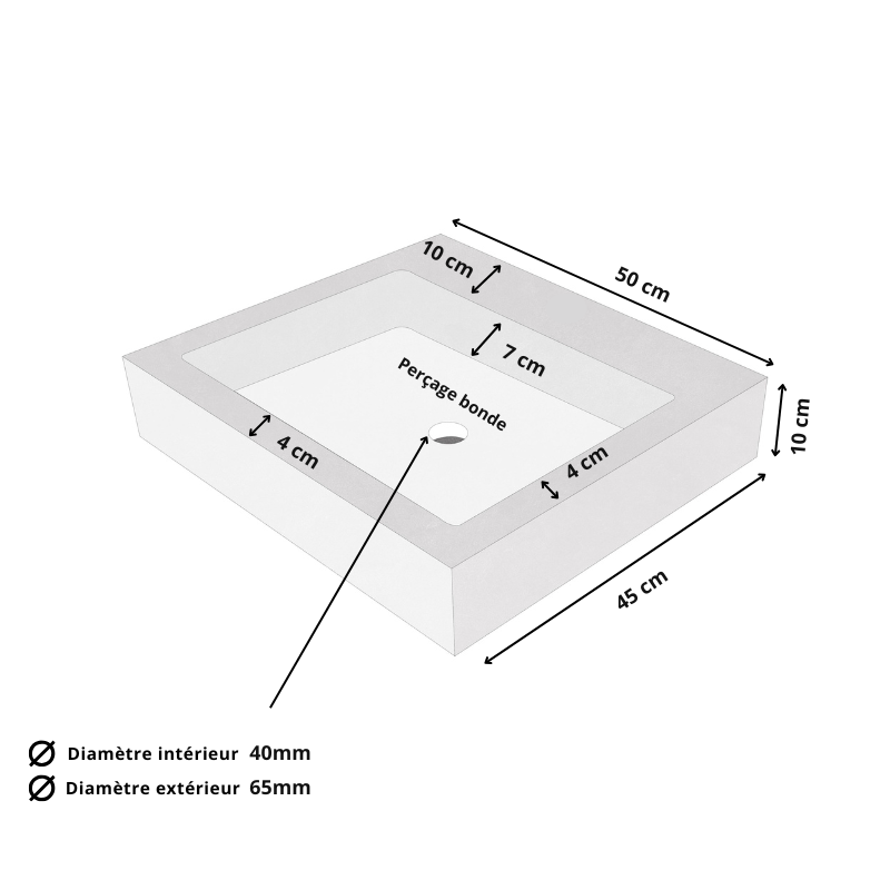 Vasque Travertin Beige - 50 x 45 cm - Hauteur 10cm - Lisse -