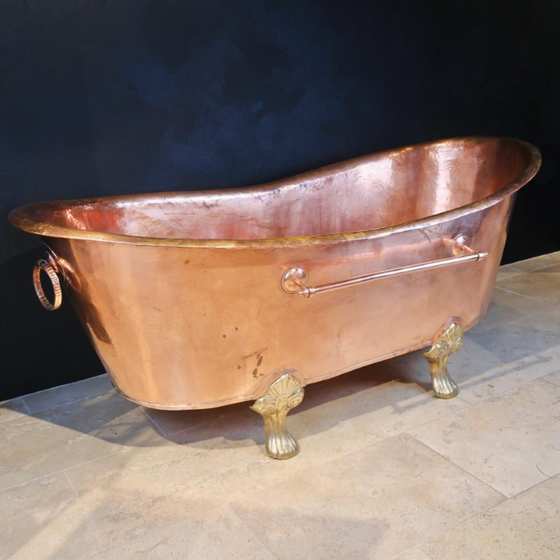 Baignoire en cuivre - II - 180x85cm - Hauteur 80/65 cm -
