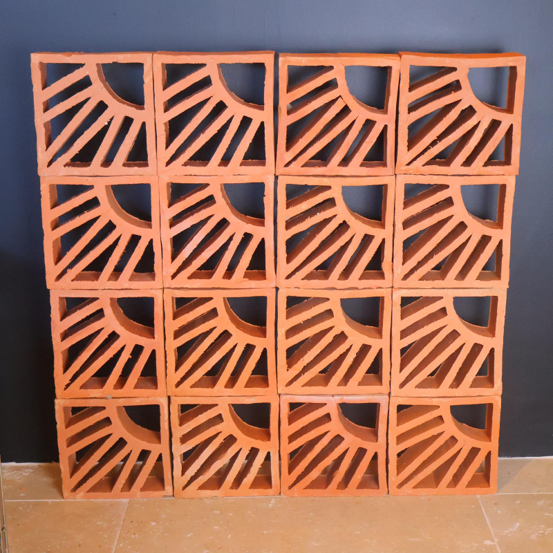 Claustra Terre Cuite - Soleil - 19x19cm - Epaisseur ≈ 6cm -