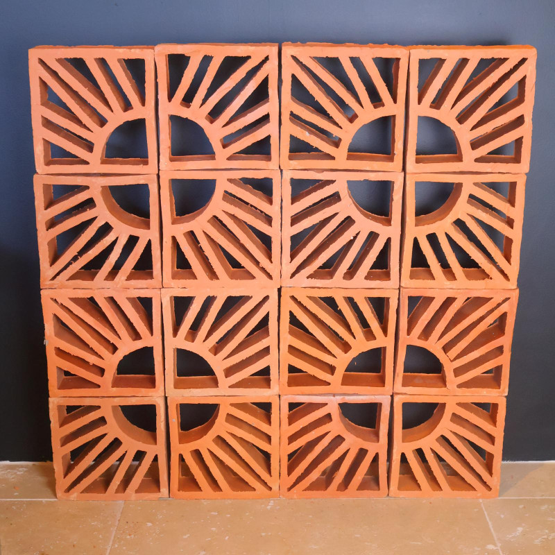 Claustra Terre Cuite - Soleil - 19x19cm - Epaisseur ≈ 6cm -