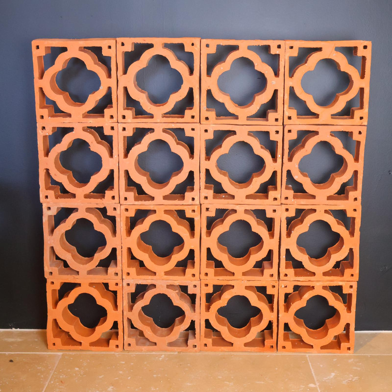 Claustra Terre Cuite - Trèfle - 19x19cm - Epaisseur ≈ 6cm -