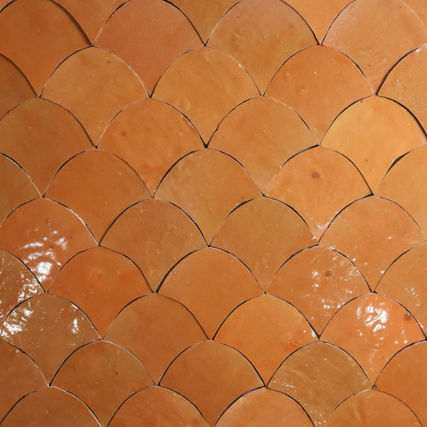 Carrelage - Véritable Zellige de Fès - Orange - Coupe Écaille -