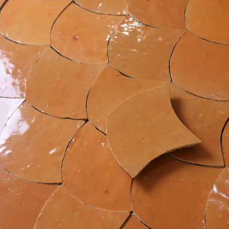Carrelage - Véritable Zellige de Fès - Orange - Coupe Écaille -