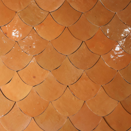 Carrelage - Véritable Zellige de Fès - Orange - Coupe Écaille -