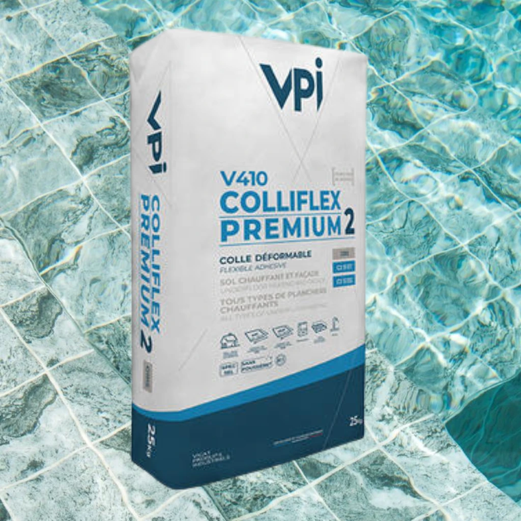 Sac de colle déformable VPI V410 Colliflex Premium 2, colle Flex haute performance adaptée aux piscines, sols étanches et supports difficiles
