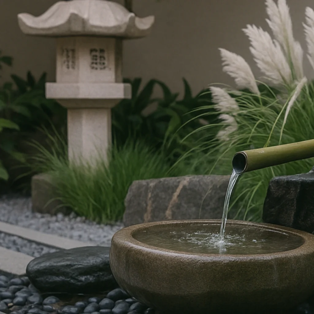 une fontaine sur un lit