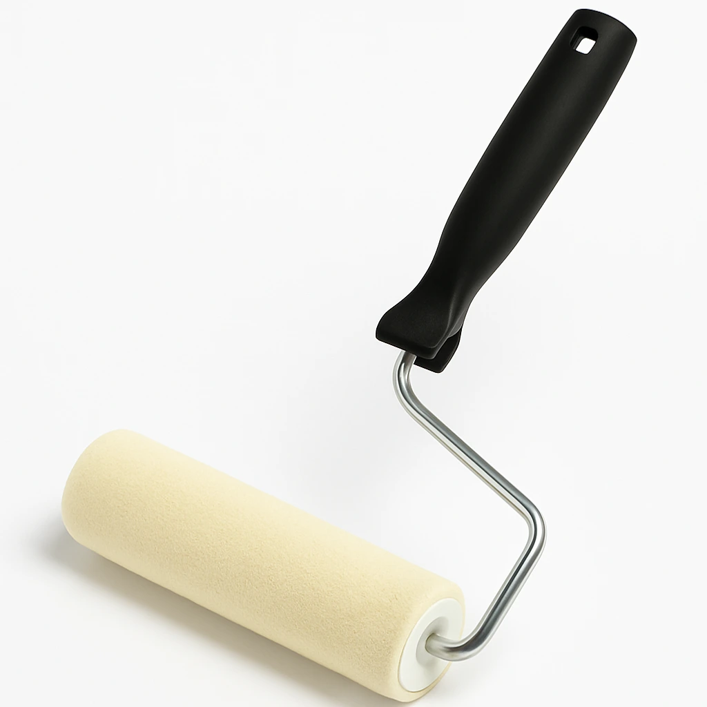 Rouleau laqueur universel avec manche noir et mousse fine pour application de laques ou vernis