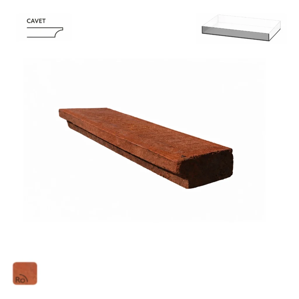 brique moulurée violette de retour cavet en terre cuite