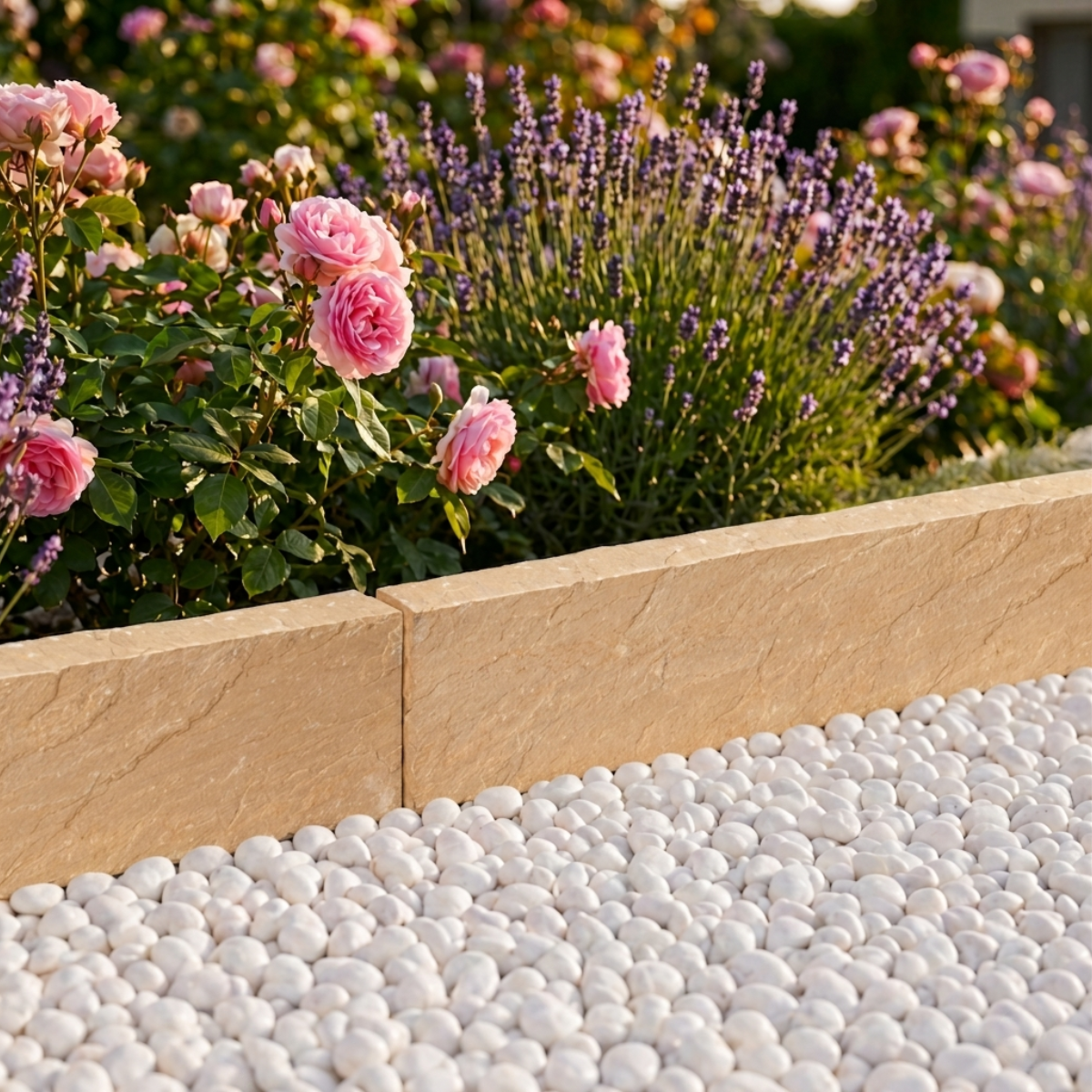 Chaise en fer forgé marron avec coussin beige sur une terrasse extérieure entourée de pots en terre cuite et de fleurs.