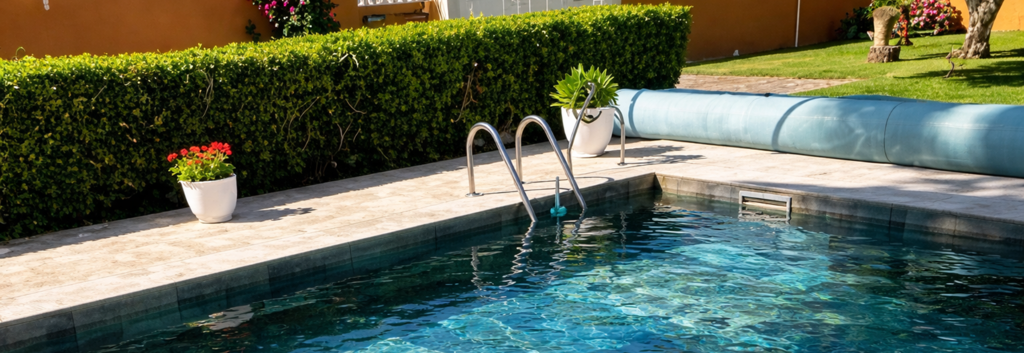 Chaise en fer forgé extérieur avec coussin beige, installée sur une terrasse méditerranéenne entourée de lavande, agrumes et pots en terre cuite.