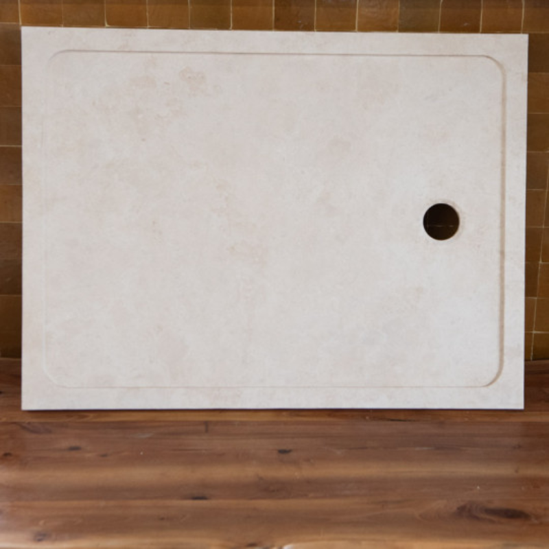 Receveur de douche rectangulaire en pierre naturelle Beige – Fer & Pierre